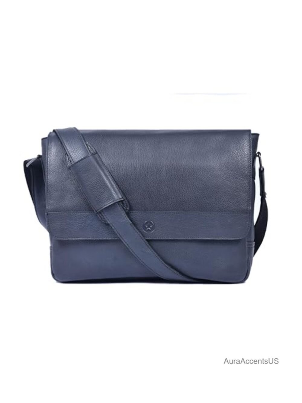 Genuine Leather Crossbody Messenger Bag with Trolley Sleeve Fits Laptop